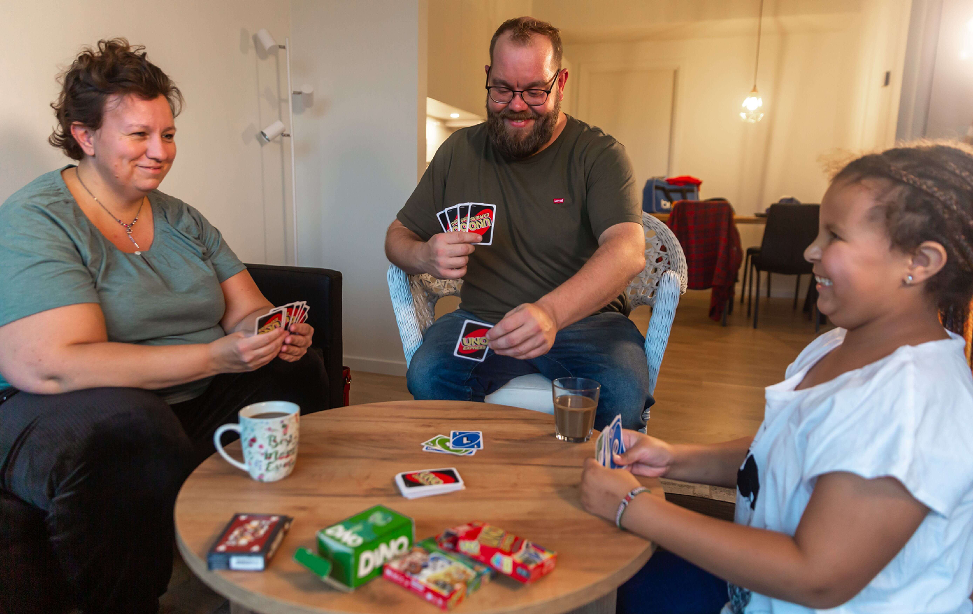 Women and a child spending time in garden